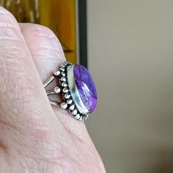 Purple Mojave Turquoise and Silver Ring, 6.25 - Picture 3 of 10
